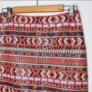 NWT Banana Republic size 8 orange & white sequin skirt